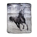 375gsm 1 Ply 3D Print Faux Mink Blanket Queen 200x240 cm Galloping Horse - NuSea