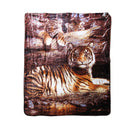 375gsm 1 Ply 3D Print Faux Mink Blanket Queen 200x240 cm Tiger Family - NuSea