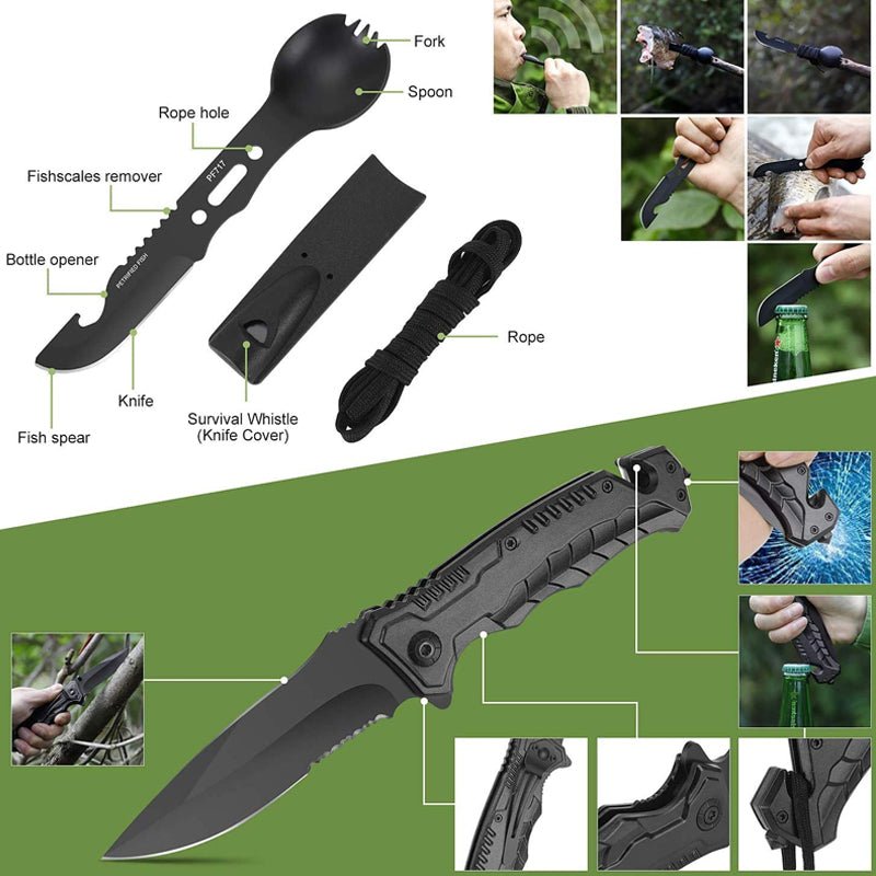 39in1 Tactical Emergency Survival Kit Outdoor Hiking Camping SOS Tool Equipment - NuSea
