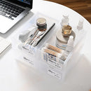 4 Pcs Set Stackable Desktop storage Box Drawer Transparent Plastic Stationery Cosmetic Organizer Box(White) - NuSea