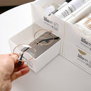 4 Pcs Set Stackable Desktop storage Box Drawer Transparent Plastic Stationery Cosmetic Organizer Box(White) - NuSea