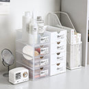 4 Pcs Set Stackable Desktop storage Box Drawer Transparent Plastic Stationery Cosmetic Organizer Box(White) - NuSea