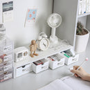 4 Pcs Set Stackable Desktop storage Box Drawer Transparent Plastic Stationery Cosmetic Organizer Box(White) - NuSea
