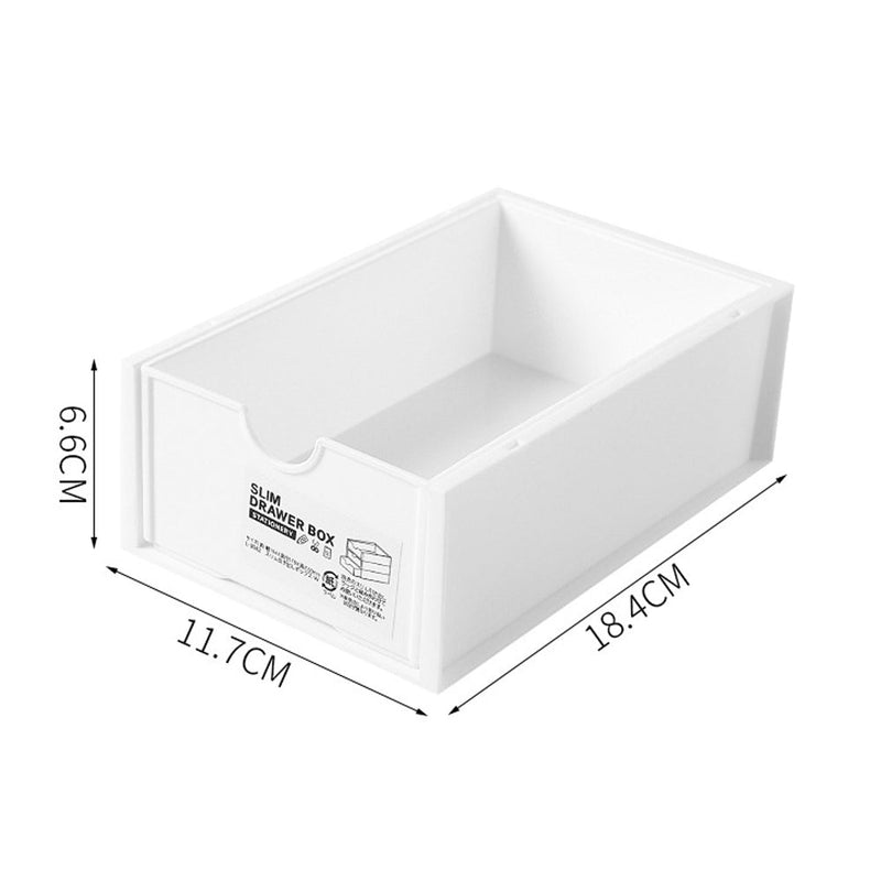4 Pcs Set Stackable Desktop storage Box Drawer Transparent Plastic Stationery Cosmetic Organizer Box(White) - NuSea