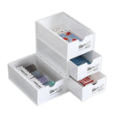 4 Pcs Set Stackable Desktop storage Box Drawer Transparent Plastic Stationery Cosmetic Organizer Box(White) - NuSea