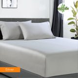 400 thread count bamboo cotton 1 fitted sheet with 2 pillowcases king single silver - NuSea