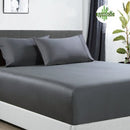 400 thread count bamboo cotton 1 fitted sheet with 2 pillowcases single charcoal - NuSea