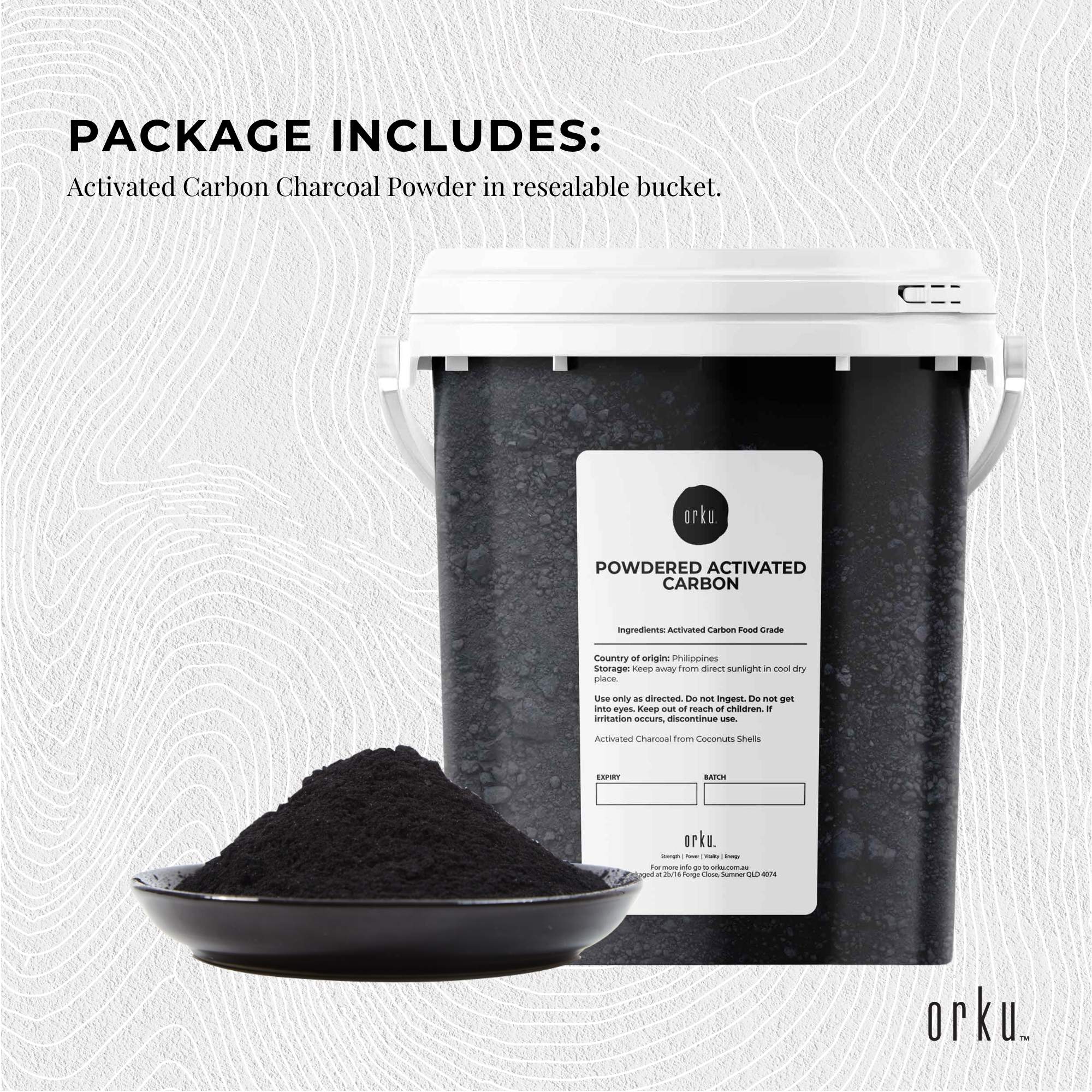 400g Activated Carbon Powder Coconut Charcoal Bucket - Teeth Whitening + Skin - NuSea