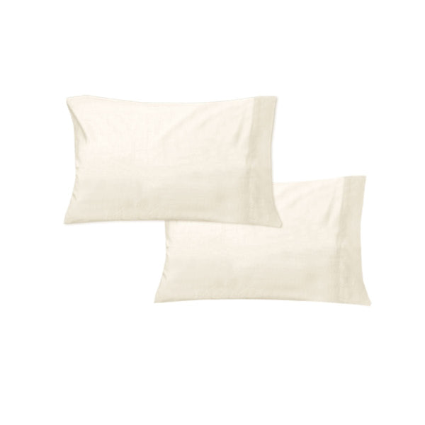 400TC Pair of Solid Color No Flap Standard Pillowcases Cream - NuSea