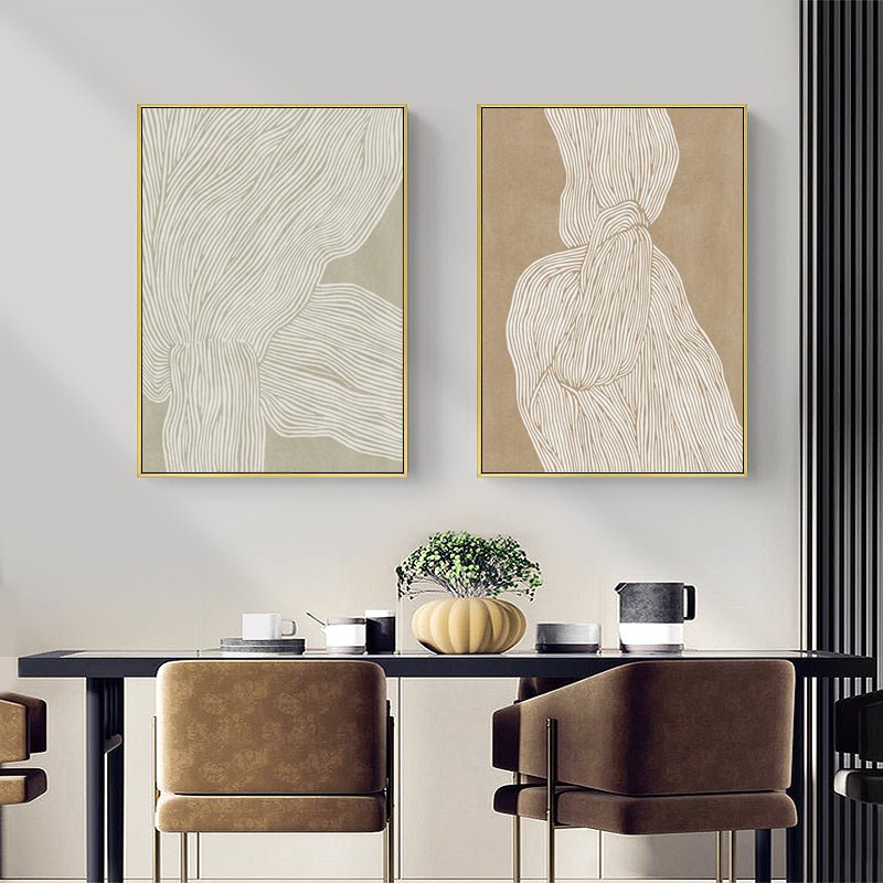 40cmx60cm Abstract Line 2 Sets Gold Frame Canvas Wall Art - NuSea