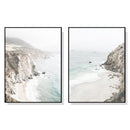 40cmx60cm Mountain Beach 2 Sets Black Frame Canvas Wall Art - NuSea
