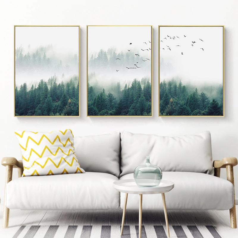 40cmx60cm Mystical Forest 3 Sets Gold Frame Canvas Wall Art - NuSea