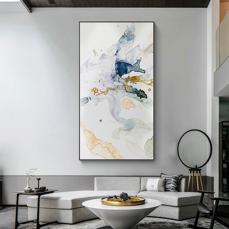 40cmx80cm Abstract Watercolour Style Black Frame Canvas Wall Art - NuSea