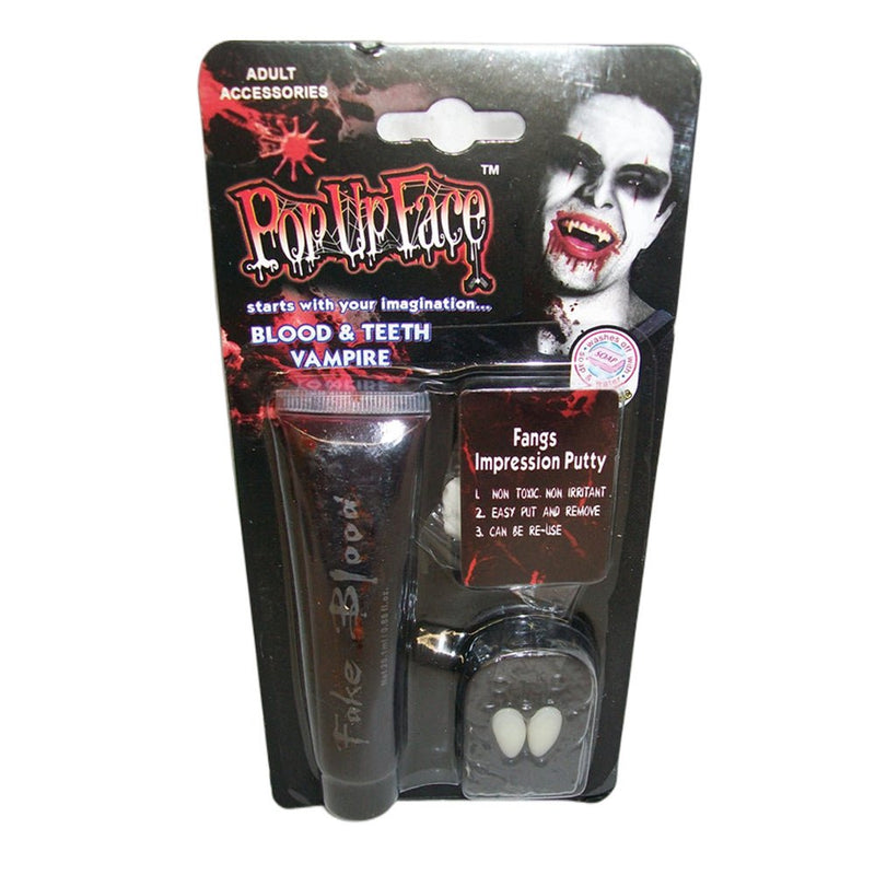 4x Fake blood & vampire teeth set - NuSea