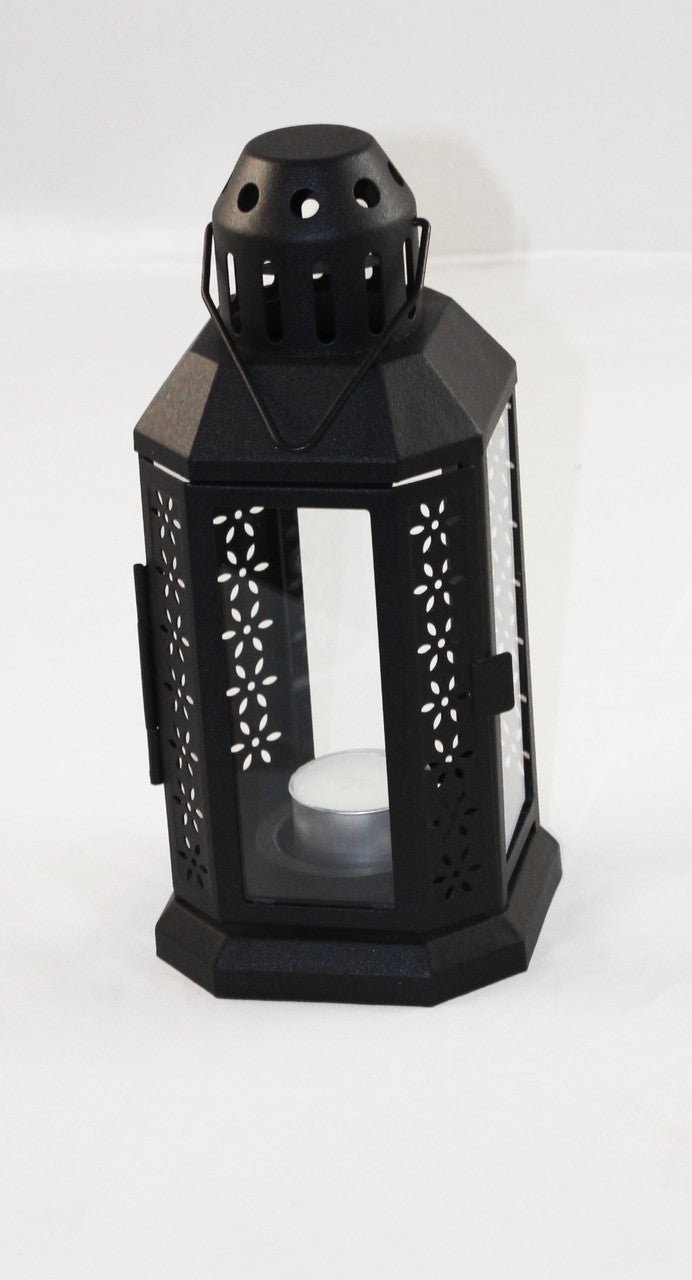 5 Pack of Black Metal Miners Lantern Summer Wedding Home Party Room Balconey Deck Decoration 21cm Tealight Candle - NuSea