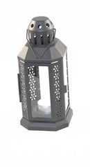 5 Pack of Dark Grey Metal Miners Lantern Summer Wedding Home Party Room Balconey Deck Decoration 21cm Tealight Candle - NuSea