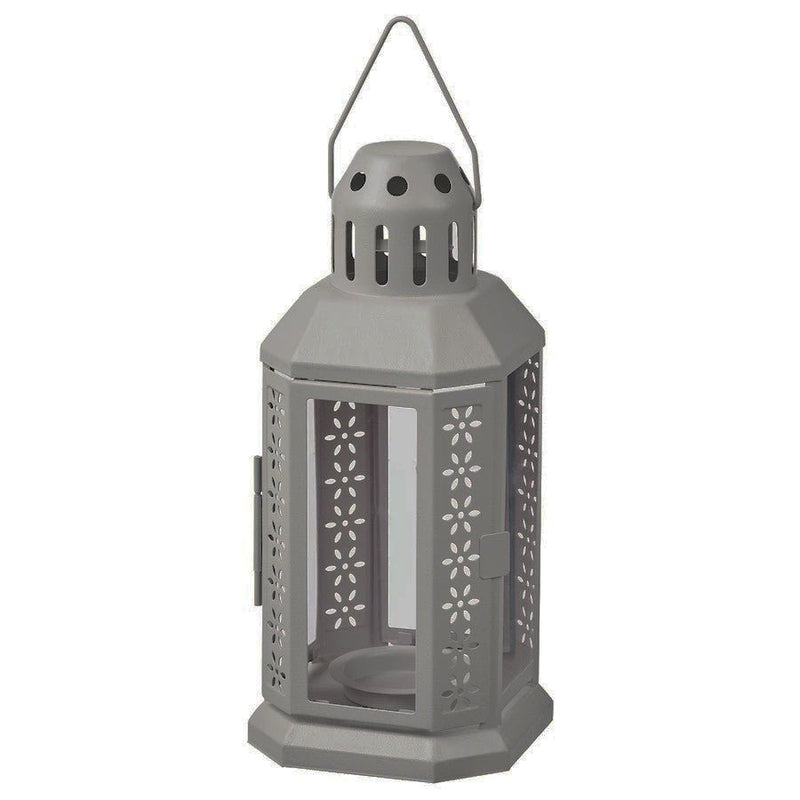 5 Pack of Dark Grey Metal Miners Lantern Summer Wedding Home Party Room Balconey Deck Decoration 21cm Tealight Candle - NuSea