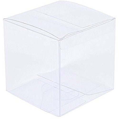 50 Pack of 6cm Clear PVC Plastic Folding Packaging Small rectangle/square Boxes for Wedding Jewelry Gift Party Favor Model Candy Chocolate Soap Box - NuSea