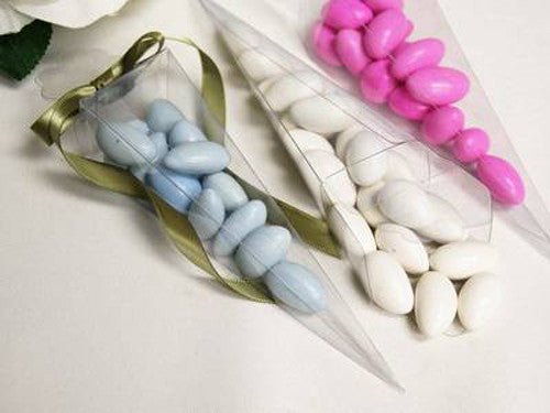 50 Pack of Clear Pyramid Triangle Shaped Small Clear Gift Box - Bomboniere Jewelry Gift Party Favor Model Candy Chocolate Soap Box - NuSea