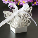 50 Piece Pack - Ivory Cream Butterfly Wedding Engagement Party Bomboniere Favour Lolly Gift Almond Card Box - NuSea