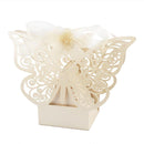 50 Piece Pack - Ivory Cream Butterfly Wedding Engagement Party Bomboniere Favour Lolly Gift Almond Card Box - NuSea