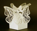 50 Piece Pack - Ivory Cream Butterfly Wedding Engagement Party Bomboniere Favour Lolly Gift Almond Card Box - NuSea