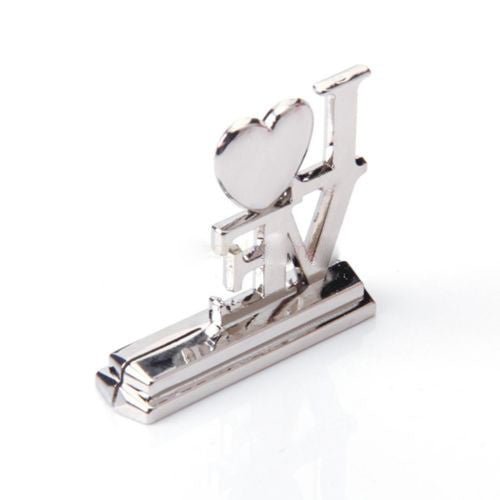 50 Piece Pack of Wedding Name Card Place Stand Silver LOVE Letters - Wedding Anniversary or Engagement Party - NuSea