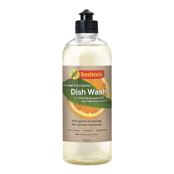 500ml Dish Wash Liquid Orange Eucalyptus Plant Based Dishwashing Soap Bosistos - NuSea