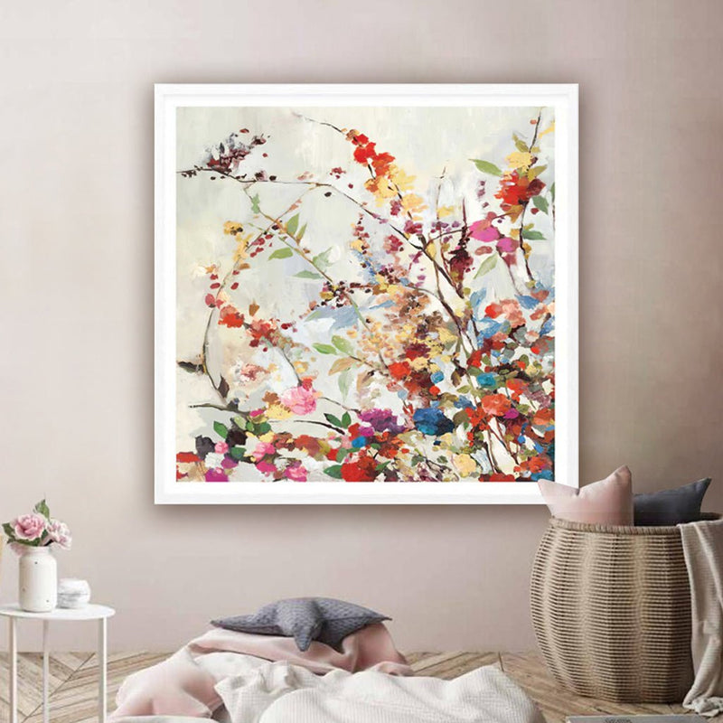 50cmx50cm Coming Spring Square Size White Frame Canvas Wall Art - NuSea