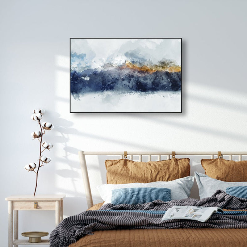 50cmx70cm Abstract Sunlight Mountains Black Frame Canvas Wall Art - NuSea