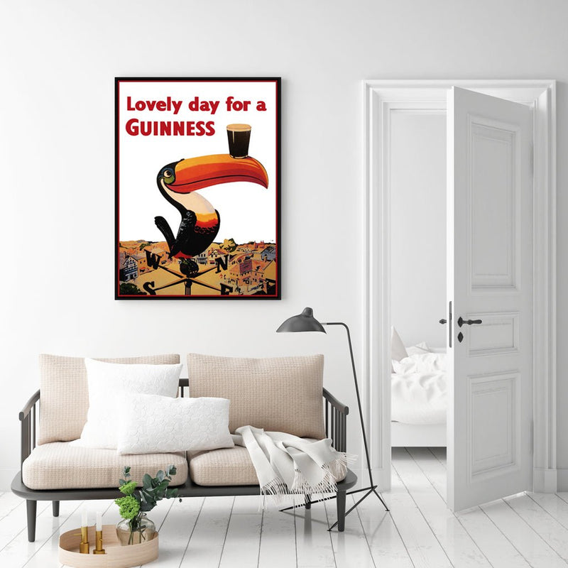 50cmx70cm Beer Lovely Day For A Guinness Black Frame Canvas Wall Art - NuSea