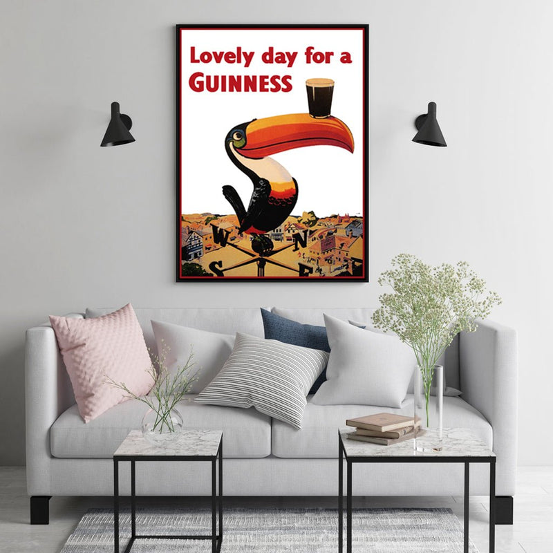 50cmx70cm Beer Lovely Day For A Guinness Black Frame Canvas Wall Art - NuSea