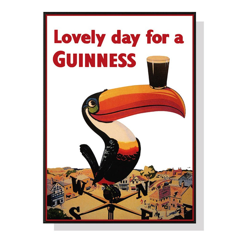 50cmx70cm Beer Lovely Day For A Guinness Black Frame Canvas Wall Art - NuSea