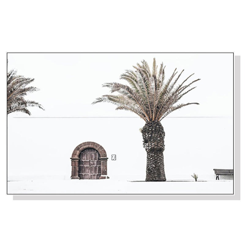 50cmx70cm European Palm Tree White Frame Canvas Wall Art - NuSea