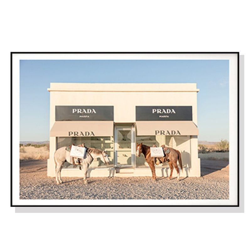 50cmx70cm Horses Fashion Black Frame Canvas Wall Art - NuSea