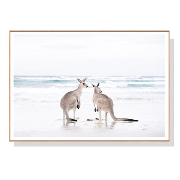 50cmx70cm Kangaroo Wood Frame Canvas Wall Art - NuSea