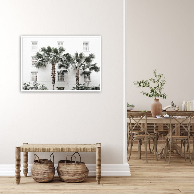 50cmx70cm Palm Tree White Frame Canvas Wall Art - NuSea