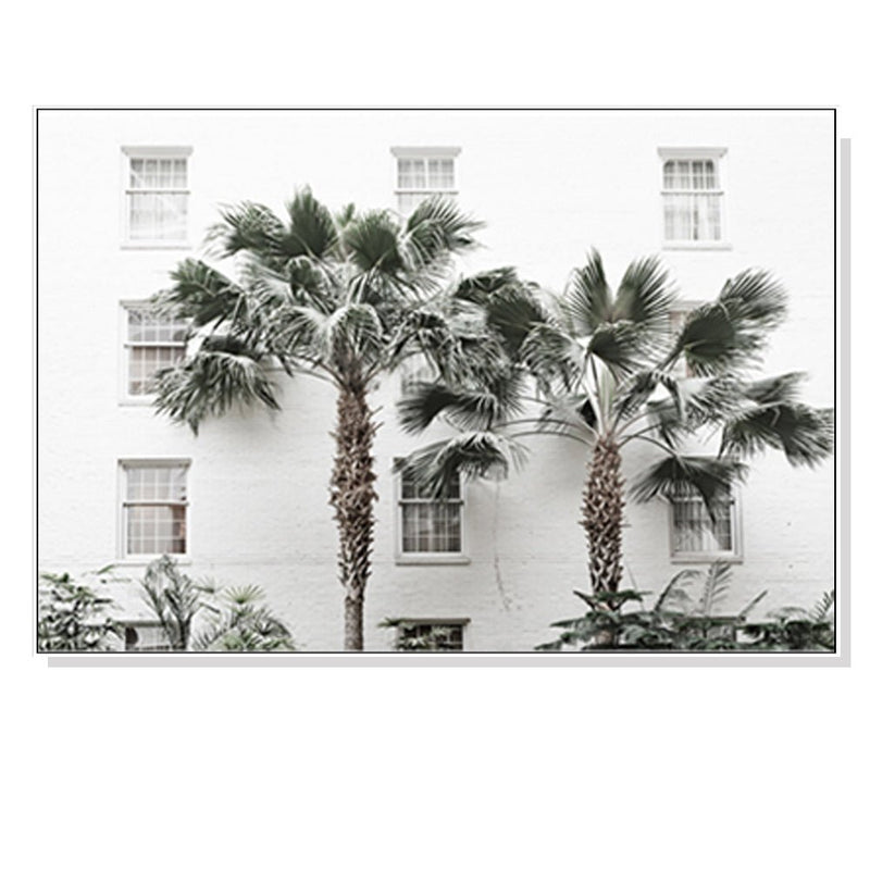 50cmx70cm Palm Tree White Frame Canvas Wall Art - NuSea