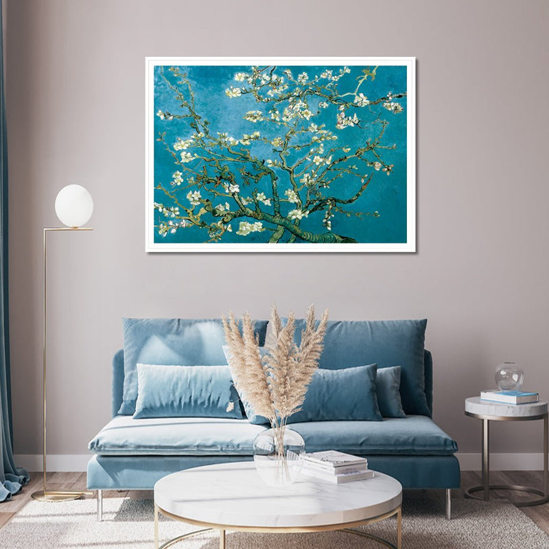 50cmx70cm Van Gogh Almond Blossom White Frame Canvas Wall Art - NuSea