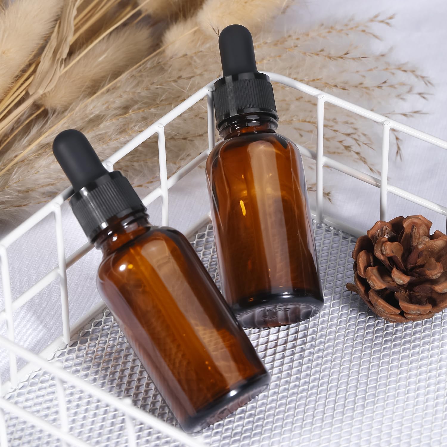 50ml (5 Pack) Amber Glass Dropper Bottle Liquid Essential Oils Bottle Bottles Leakproof Glass Tincture Bottles - NuSea