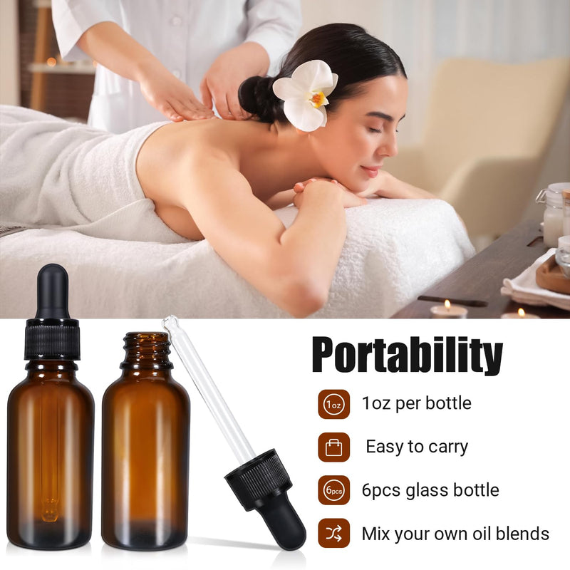 50ml (5 Pack) Amber Glass Dropper Bottle Liquid Essential Oils Bottle Bottles Leakproof Glass Tincture Bottles - NuSea