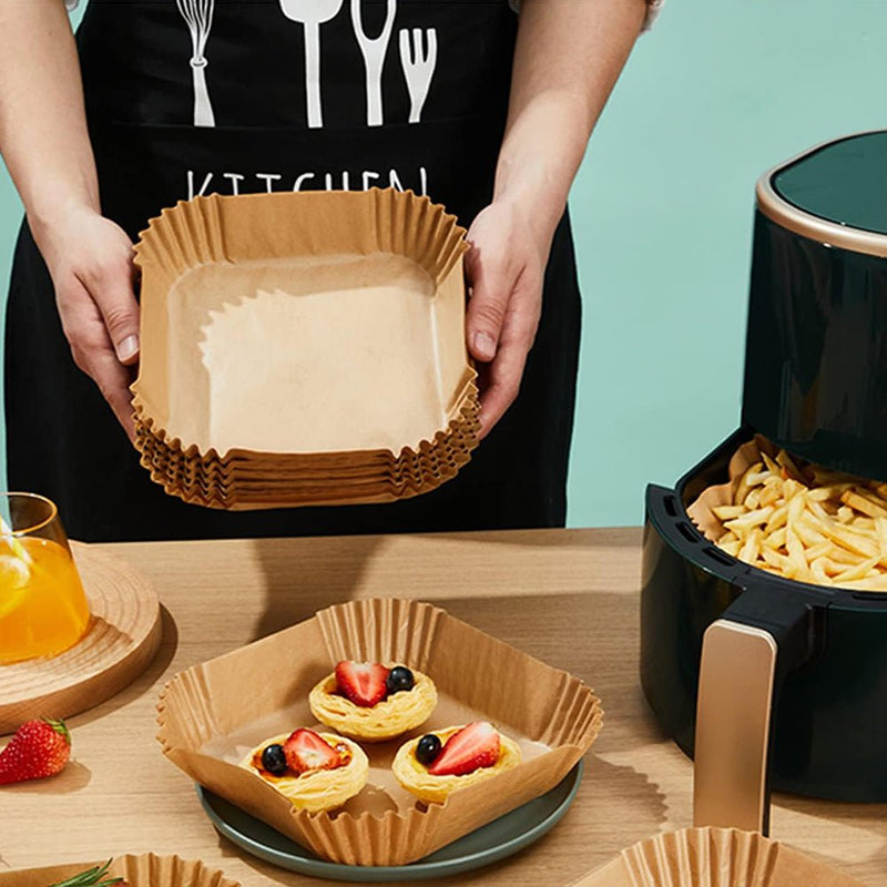 50pcs Air Fryer Disposable Non - Stick Pan Parchment Baking Paper Liner - Available in Round and Square - NuSea