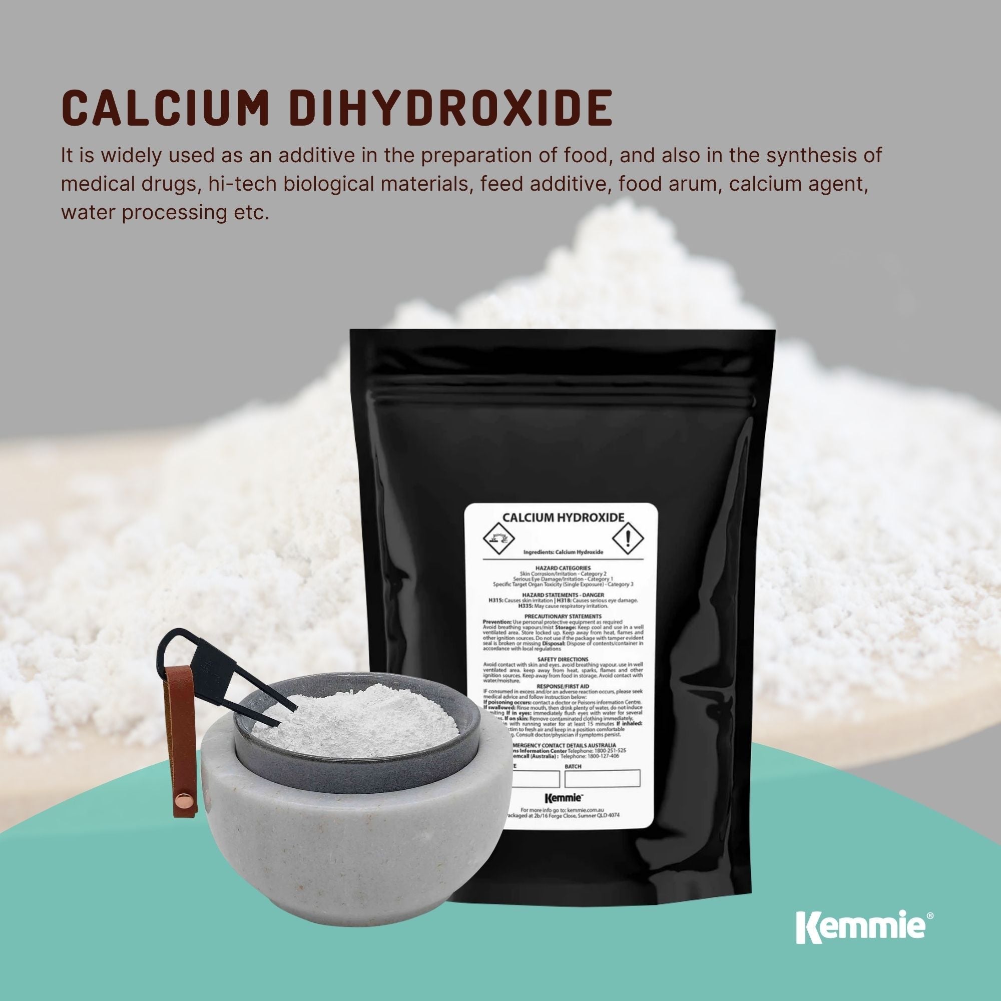 5Kg Food Grade Calcium Hydroxide Powder - FCC Hydrated Slaked Pickling Lime - NuSea