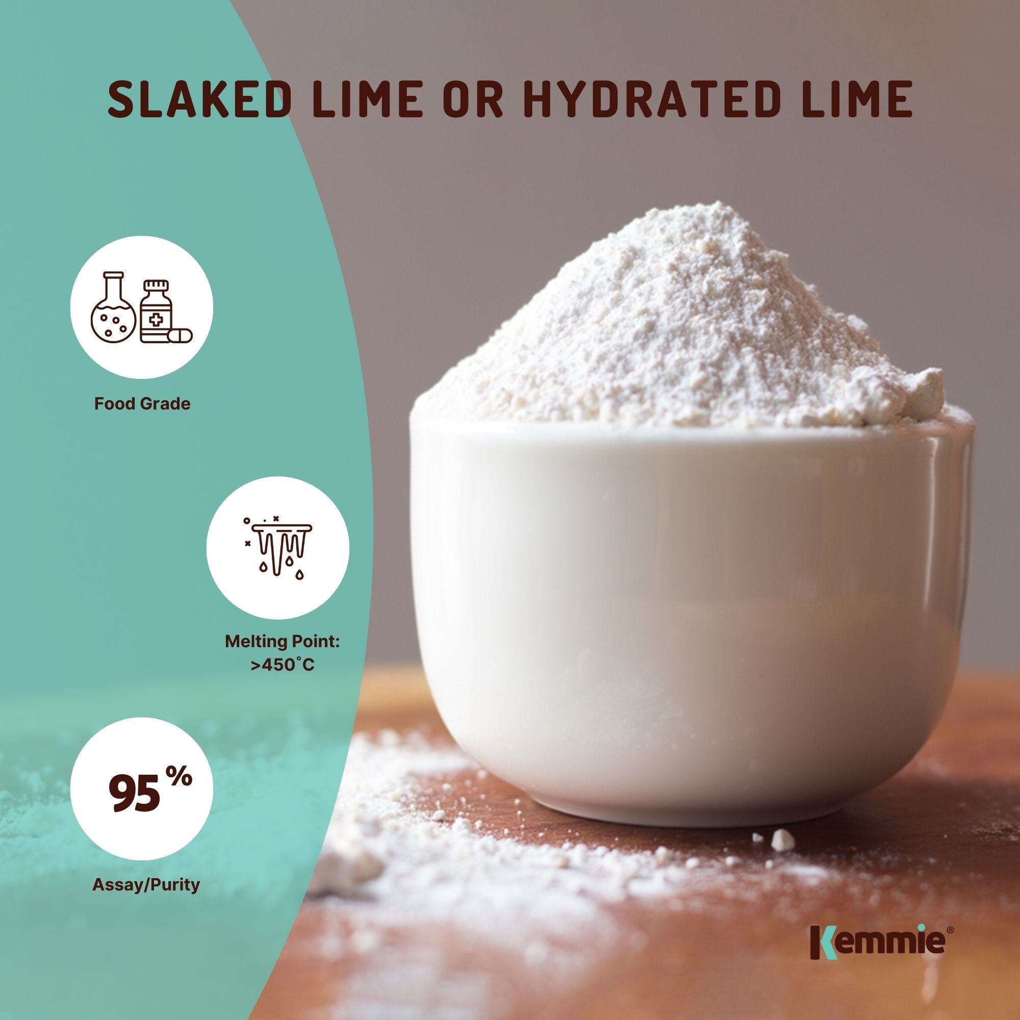 5Kg Food Grade Calcium Hydroxide Powder - FCC Hydrated Slaked Pickling Lime - NuSea