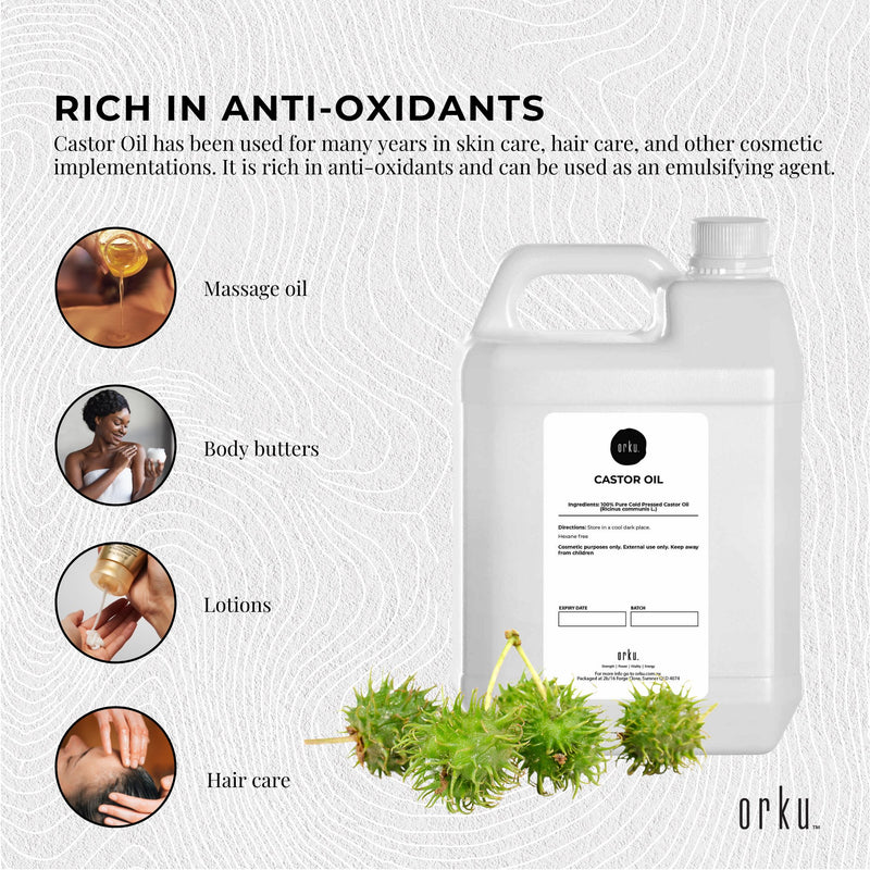 5L Castor Oil - Hexane Free Cold Pressed Skin Hair Care - NuSea