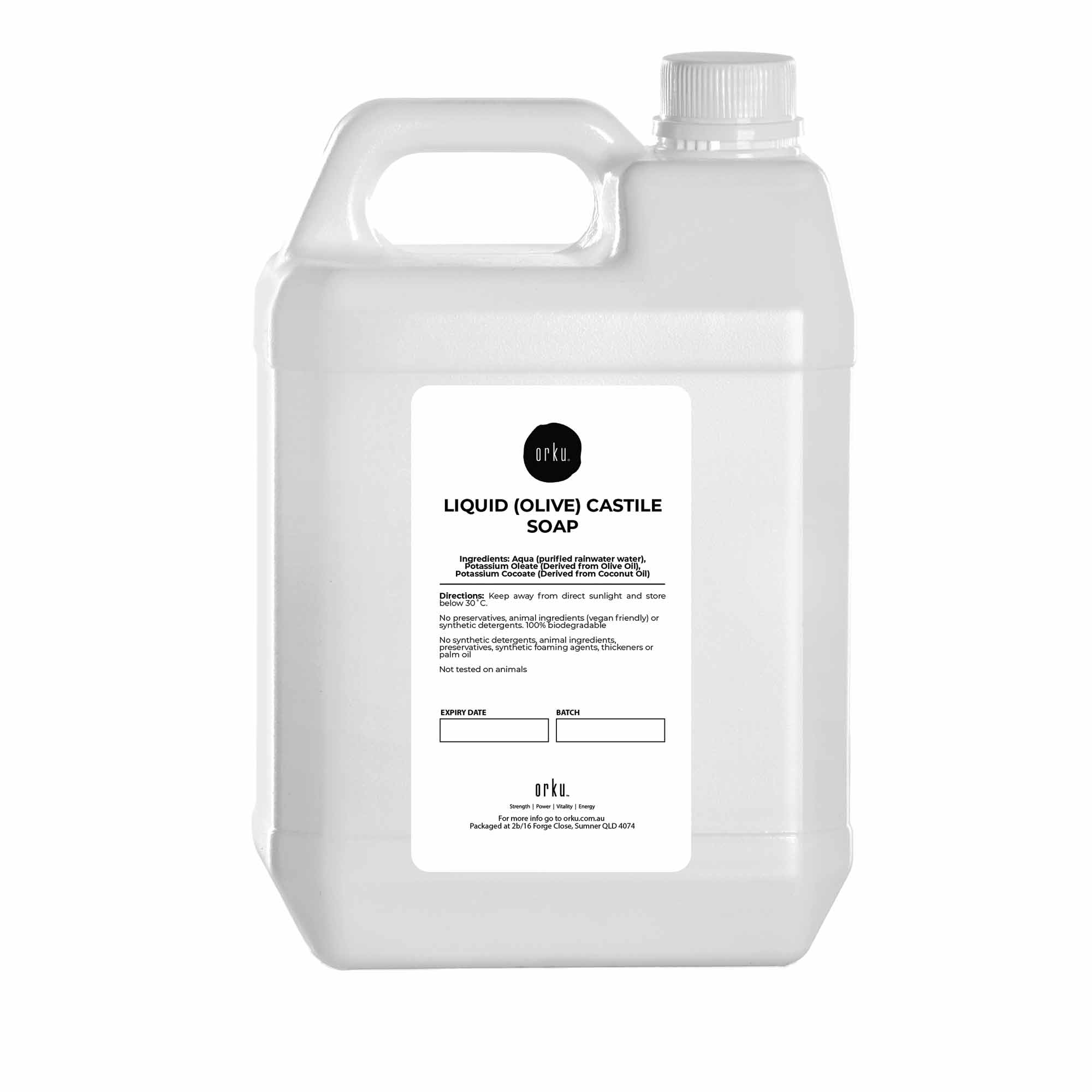 5L Liquid Castile Soap - Pure Unscented Natural Olive Oil Base High Concentrate - NuSea