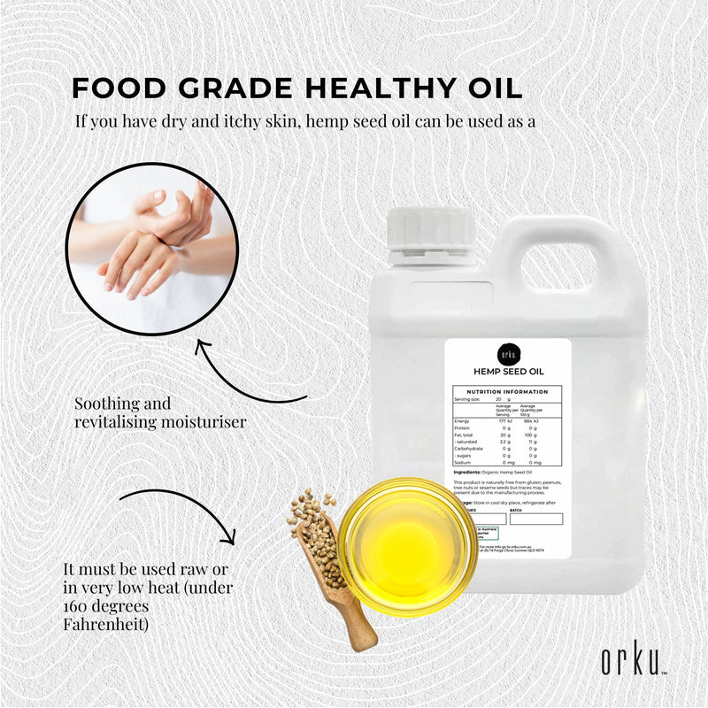 5L Organic Hemp Seed Oil - Cold Pressed Food Grade Healthy Oils Foods - NuSea