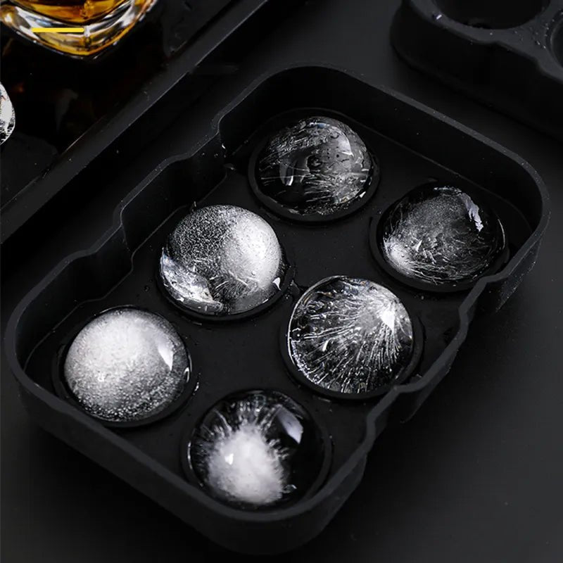 6 Large Sphere Shape Cocktail Ice Molds Quick Release Ice Ball Maker - NuSea