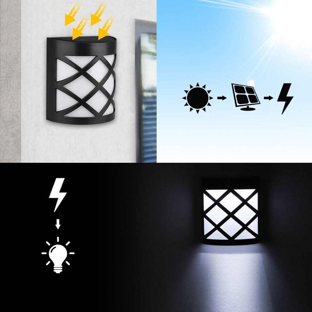 6 LED Outdoor Solar Wall Lights Garden Step Bright Light - NuSea
