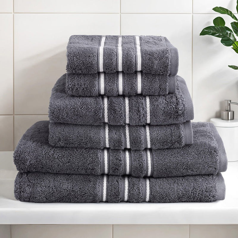 6 Pack Bath Towels Set Cotton Towel Grey - NuSea